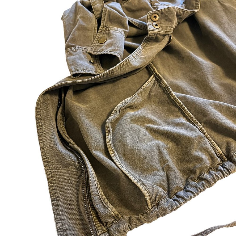 Caslon Green Drawstring Hem Utility Military Jacket  Women Full Zip size M - Picture 12 of 13
